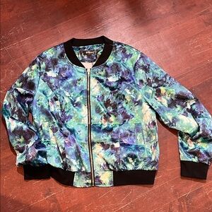 Allegra K Vibrant Floral Bomber Jacket